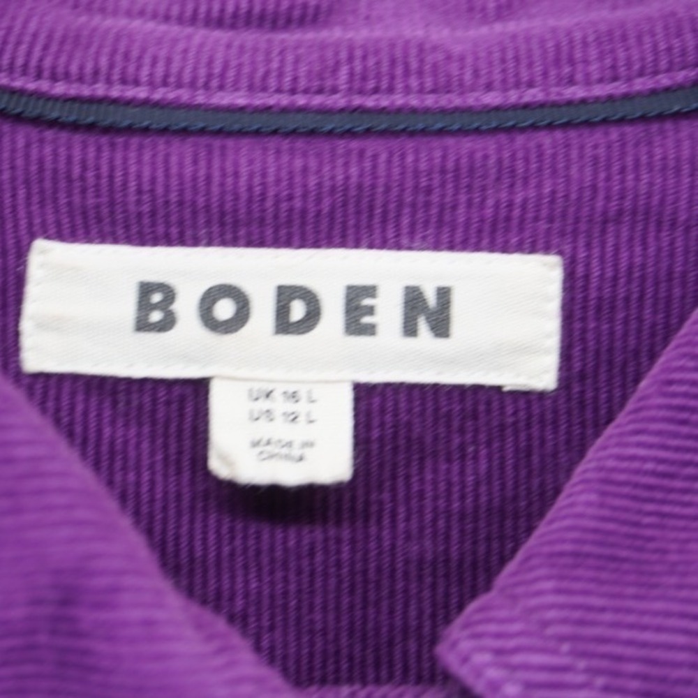 Boden Womens Purple Corduroy Button Front Utility Shirt Dress Long Sleeve 12L - Picture 7 of 11